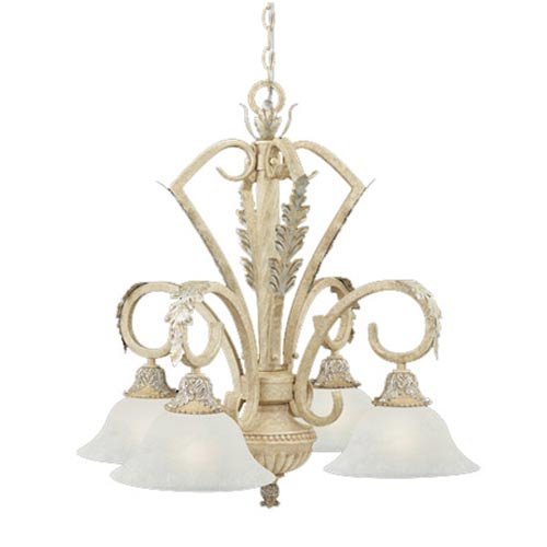 Thomas Lighting M2121-16 Pompeii - Four Light Chandelier, Aged Parchment Finish with Ancient Scavo Glass