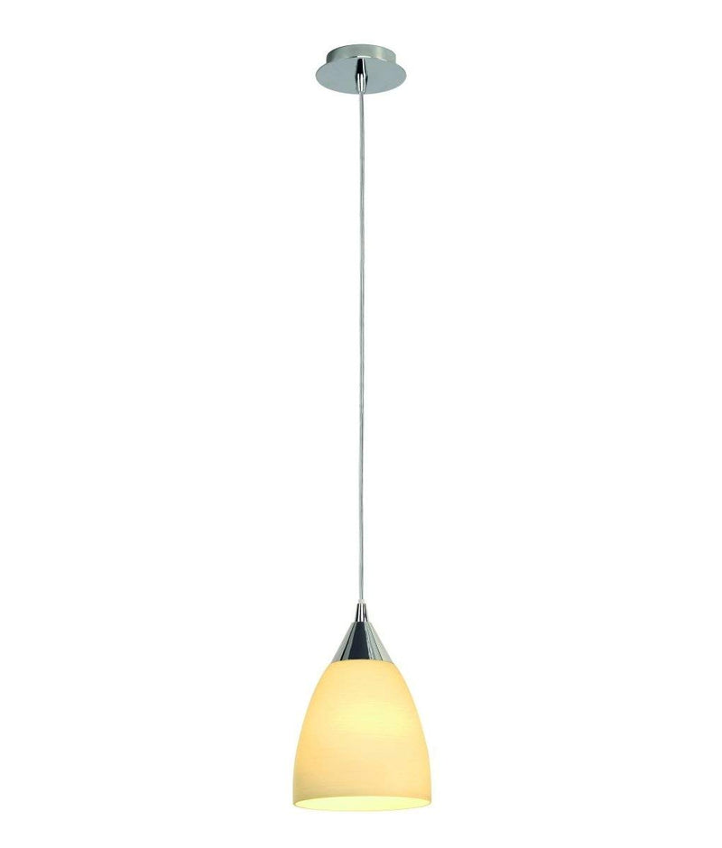 SLV Lighting 7133660U Contemporary Orion S 1-Light Pendant - Chrome Finish - Beige Glass