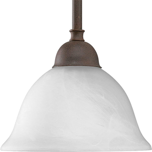 Progress Lighting P5068-33 1-Light Stem Hung Mini-Pendant with Swirled Alabaster Glass, Cobblestone