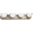 Progress Lighting P3269-04 Four-Light Bath Fixture with Swirled Alabaster Glass, Platinum Mist