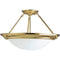 Progress Lighting P3569-10 Semi-Flush Ceiling Fixture with Satin-White Glass, Polished Brass