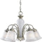 Progress Lighting P4391-44 Five-Light Chandelier with Etched Alabaster Glass Shades and Center Column, Oxford Silver