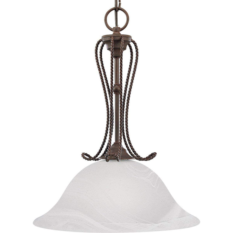 Progress Lighting P5067-33 1-Light Pendant with Swirled Alabaster Glass, Cobblestone