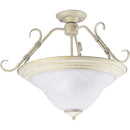 Progress Lighting Semi-Flush Ceiling Fixture with White Alabaster Glass