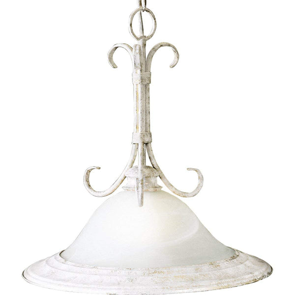 Progress Lighting P5051-18 White Alabaster Style Glass Pendant with Scroll Detail, Venetian Gold