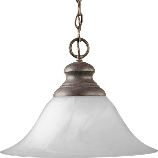 Progress Lighting P5090-33 1-Light Pendant with Etched Alabaster Style Glass, Cobblestone