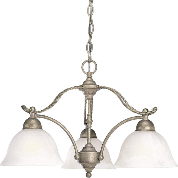 Progress Lighting P4070-04 Three-Light Chandelier with Swirled Alabaster Glass, Platinum Mist