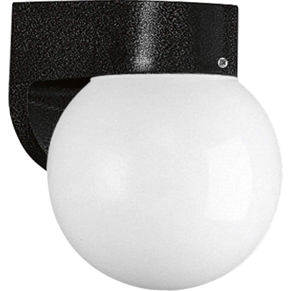 Progress Lighting P5813-31 Polycarbonate Wall Bracket with White 6-Inch Acrylic Globe, Black