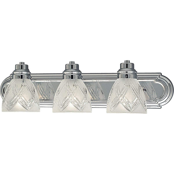 Progress Lighting P3044-15 3-Light Bracket with Partially-Etched Crystal Clear Cut Glass, Polished Chrome