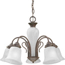 Progress Lighting P4391-33 5-Light Chandelier with Etched Alabaster Glass Shades and Center Column, Cobblestone