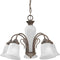 Progress Lighting P4391-33 5-Light Chandelier with Etched Alabaster Glass Shades and Center Column, Cobblestone