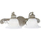 Progress Lighting Two-Light Bath Fixture with White Washed Alabaster Style Glass