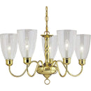 Progress Lighting P4193-10 Americana Five-Light Chandelier with Clear Glass Shades and Candelabra Lamps, Polished Brass