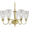 Progress Lighting P4193-10 Americana Five-Light Chandelier with Clear Glass Shades and Candelabra Lamps, Polished Brass