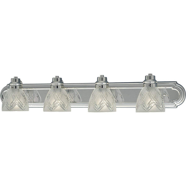 Progress Lighting P3045-15 4-Light Bracket with Partially-Etched Crystal Clear Cut Glass, Polished Chrome