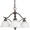 Progress Lighting P4070-33 3-Light Chandelier with Swirled Alabaster Glass, Cobblestone