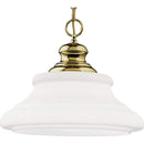 Progress Lighting P5018-10 One-Light Pendant with Triplex Opal Glass Pendant, Polished Brass