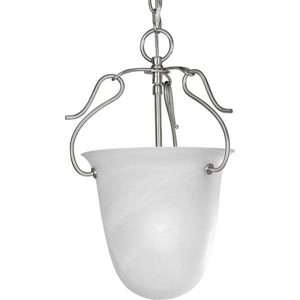 Progress Lighting P3788-09 1-Light Foyer Fixture with Etched Alabaster Glass Chain and Ceiling Mounts Both Included, Brushed Nickel