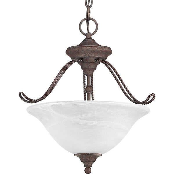 Progress Lighting P3467-33 3-Light Semi-Flush Close-To-Ceiling Fixture with Swirled Alabaster Glass, Cobblestone