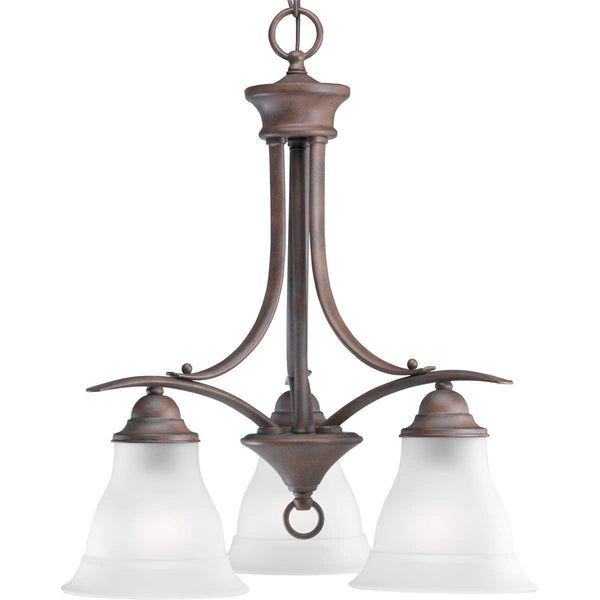 Progress Lighting P4324-33 3-Light Chandelier with Etched Glass, Cobblestone