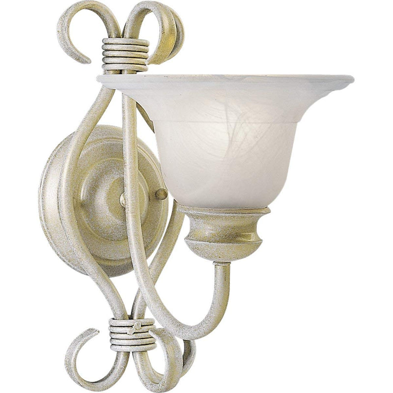 Progress Lighting P3245-18 One-Light Wall Fixture with White Alabaster Style Glass, Venetian Gold