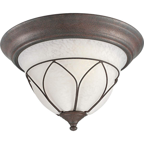 Progress Lighting P3449-33 Close-To-Ceiling Fixture with Alabaster Style Glass In A Frame, Cobblestone