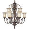 Progress Lighting P4087-55 2-Tier 9-Light Chandelier with Antique Seeded Etched Glass, Tuscany Crackle