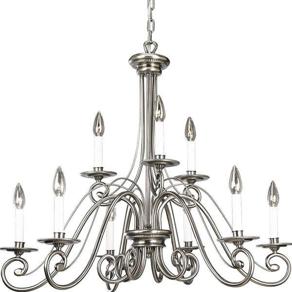 Progress Lighting P4099-81 9-Light Bradford Chandelier, Antique Nickel