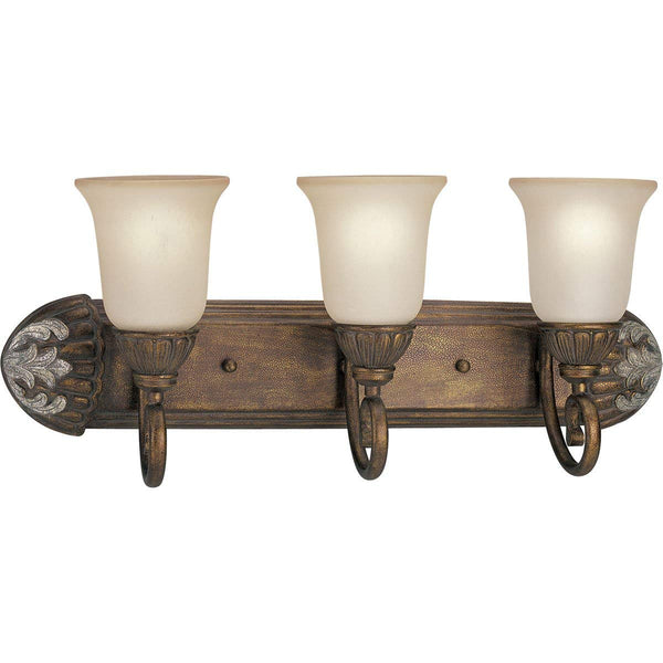 Progress Lighting P3198-55 3-Light Thomasville Bath Bracket with Etched Antique Mist Glass, Tuscany Crackle