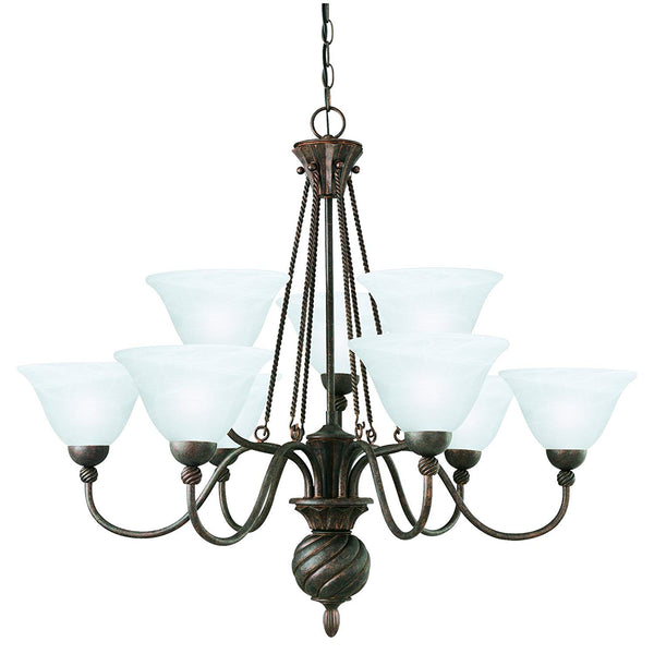 Cambridge 9 Light Chandelier in Colonial Bronze