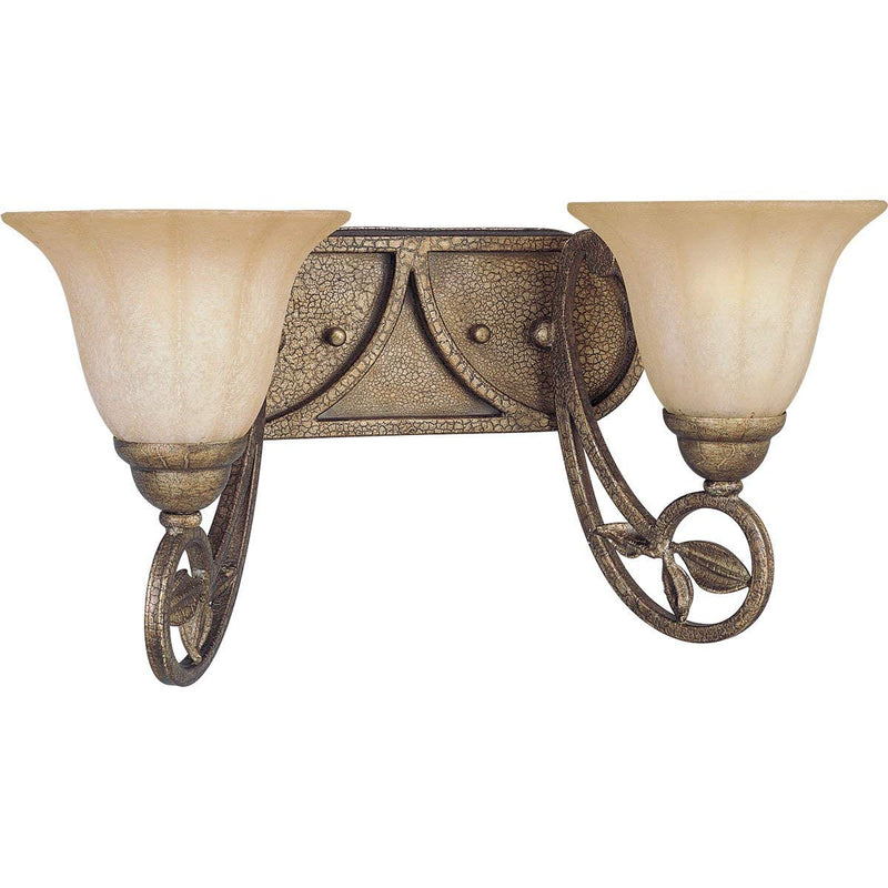 Progress Lighting P2967-91C 2-Light Wall Bracket with Weathered Sandstone Glass, Biscay Crackle