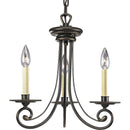 Progress Lighting P4096-77 3-Light Chandelier with Ivory Candles and Chain and Ceiling Mounts Both Included, Forged Bronze