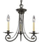 Progress Lighting P4096-77 3-Light Chandelier with Ivory Candles and Chain and Ceiling Mounts Both Included, Forged Bronze