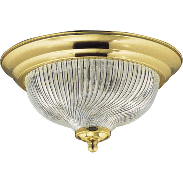 Progress Lighting P3533-10 Close-To-Ceiling Fixture with Swirled Glass, Polished Brass