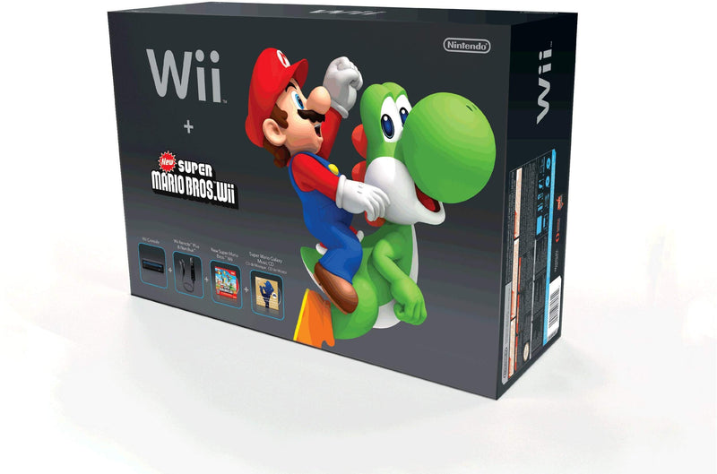 Wii Black Console with New Super Mario Brothers Wii and Music CD