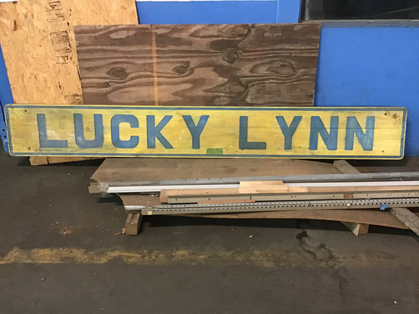 Custom Wooden sign from fishing boat , "Lucky Lynn", Used Vintage Condition