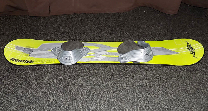 USED: **2 BOARDS** PALMER TITANIUM SNOWBOARD 3D X 156 & K2 BINDINGS W/ KIDS RIVA FREESTYLE 110 SNOWBOARD