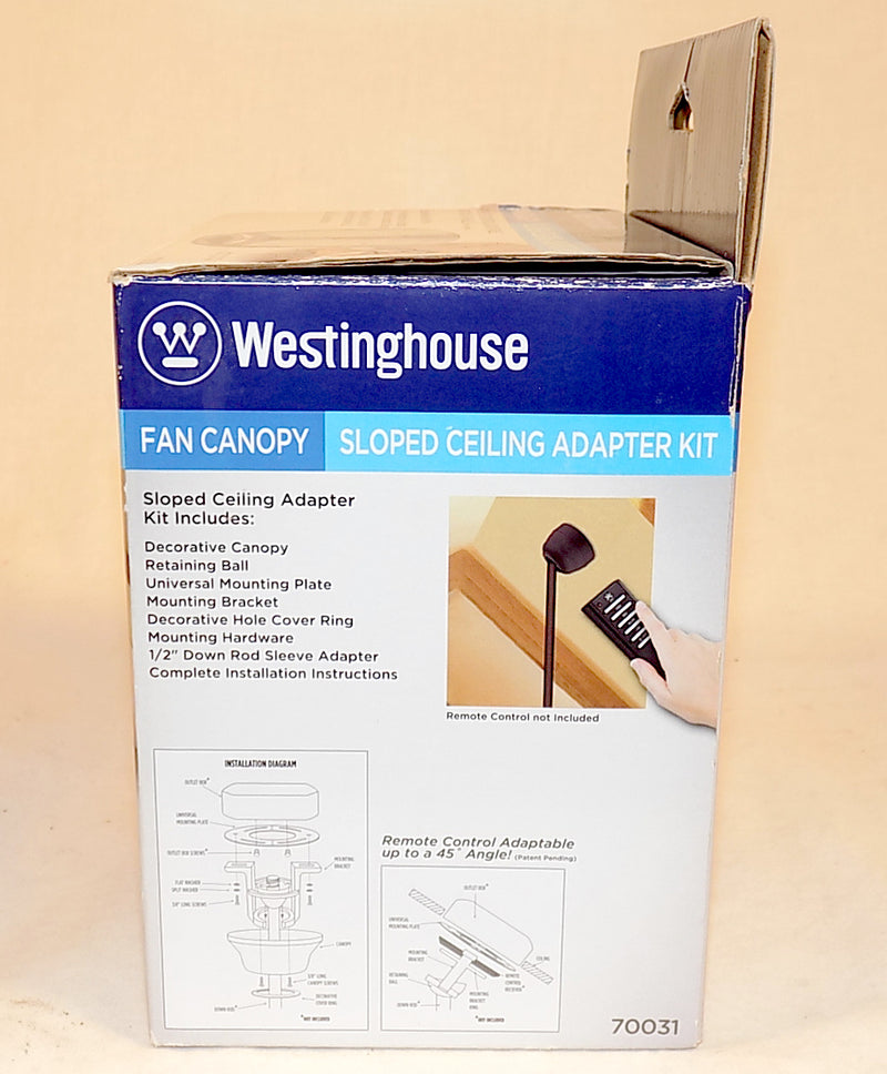 NEW: WESTINGHOUSE Brushed Nickel Fan Canopy Sloped Ceiling Adapter Kit 70031