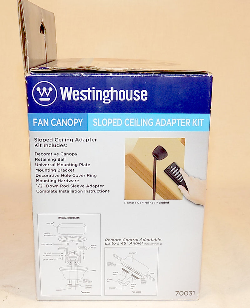 NEW: WESTINGHOUSE Brushed Nickel Fan Canopy Sloped Ceiling Adapter Kit 70031