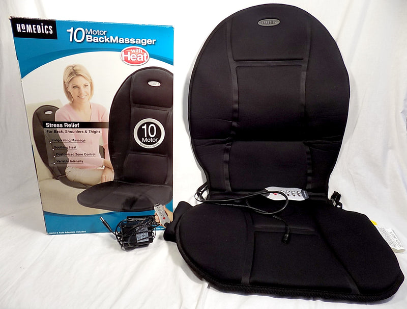 USED: HOMEDICS 10 MOTOR BACK MASSAGER w/HEAT, HOME AND AUTO ADAPTERS