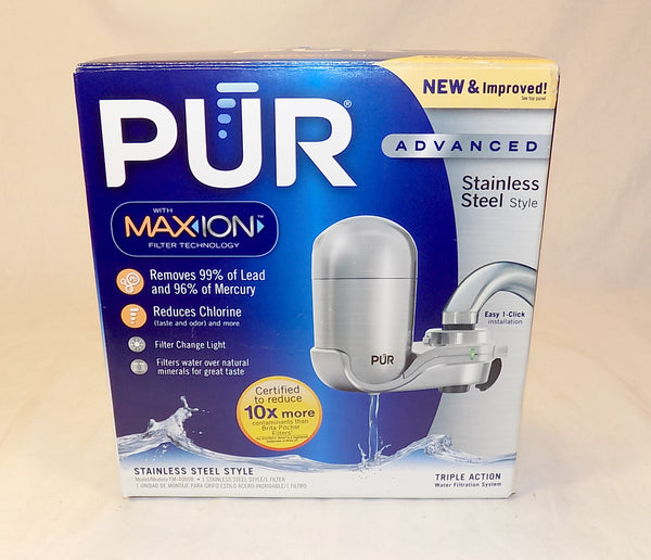 PUR MAXION Water Filter System: Stainless Steel Style Faucet Mount