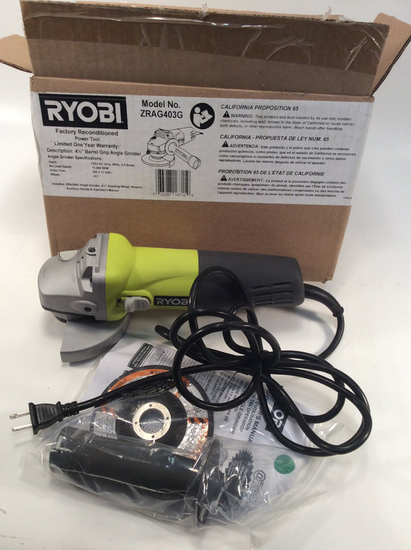 Ryobi 4 1/2" Barrel Grip Angle Grinder factory refurbished