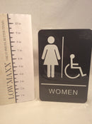 Women’s restroom bathroom sign with Braille handicap accessible 6x9” ADA compliant self adhesive tape black white