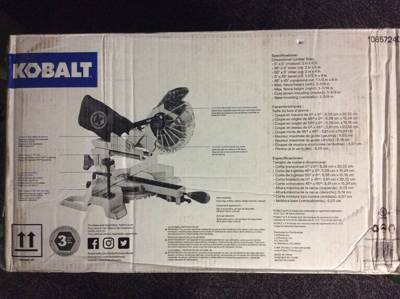 Kobalt 7-1/4 in. Sliding Single Bevel Miter Saw