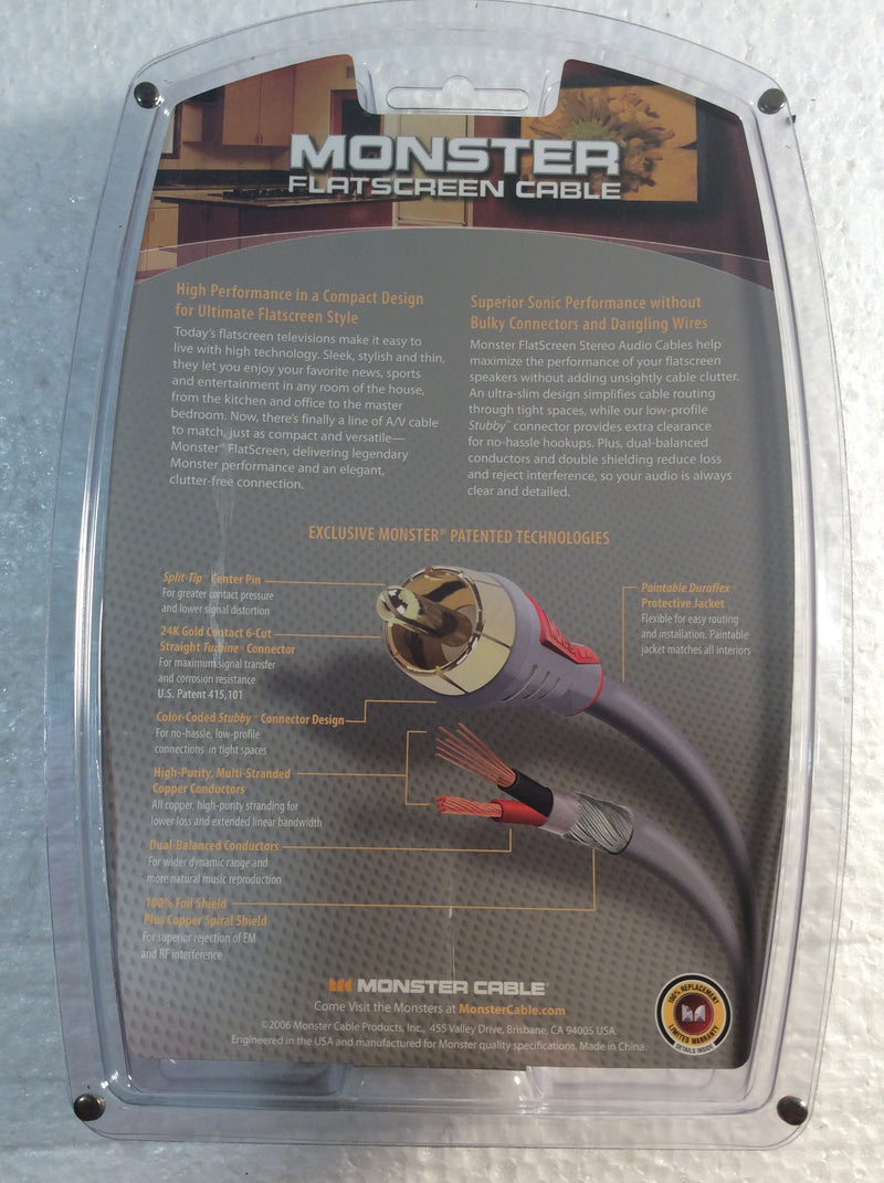 Monster flatscreen stereo audio cable