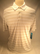 PGA TOUR easy care dry fit golf shirt men’s L white beige stripes