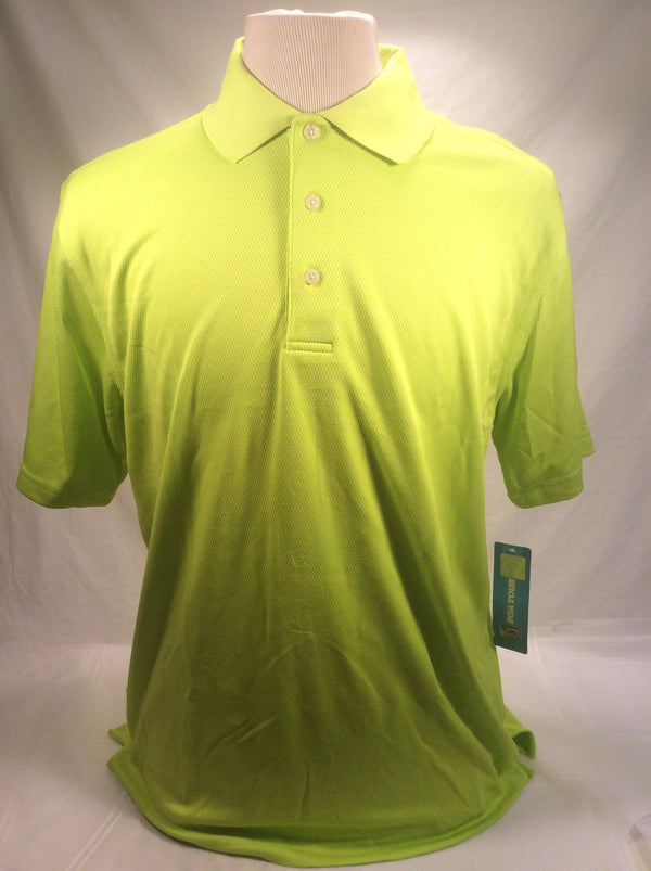 PGA TOUR dry fit golf shirt men L neon green