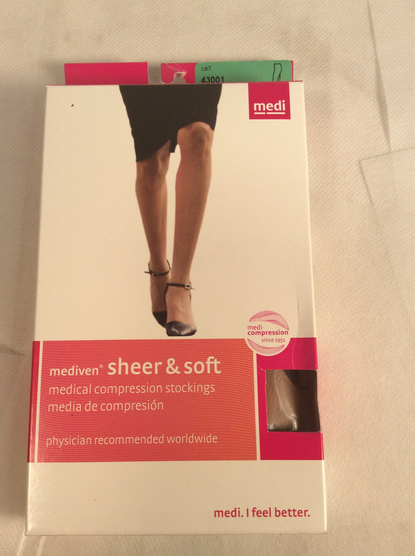 Mediven sheer and soft calf compression stockings (size I) natural color