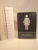 Women’s restroom bathroom sign with Braille 6x9” ADA compliant self adhesive tape black white