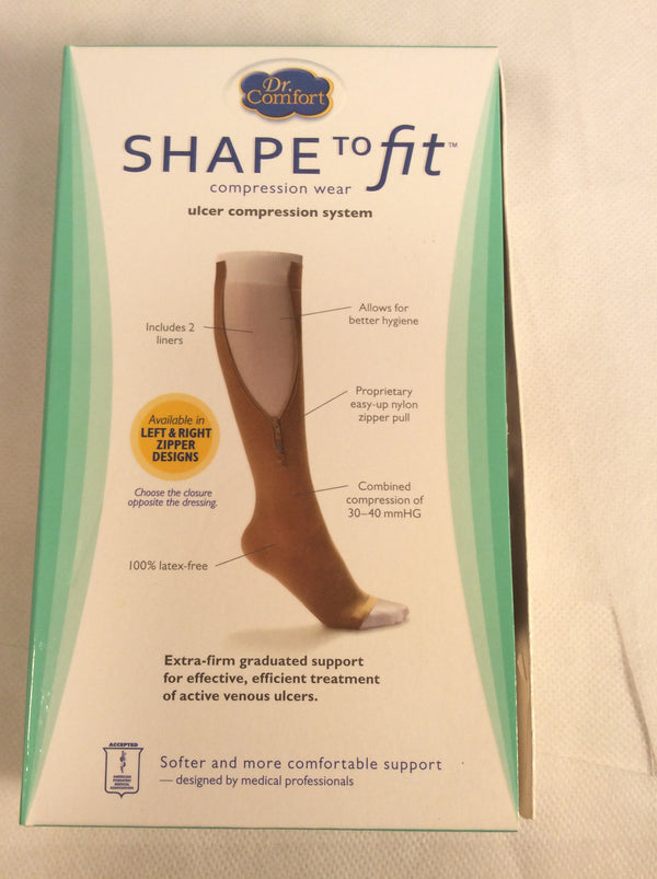 Dr. Comfort shape to fit knee high ulcer compression system (size LARGE) khaki color